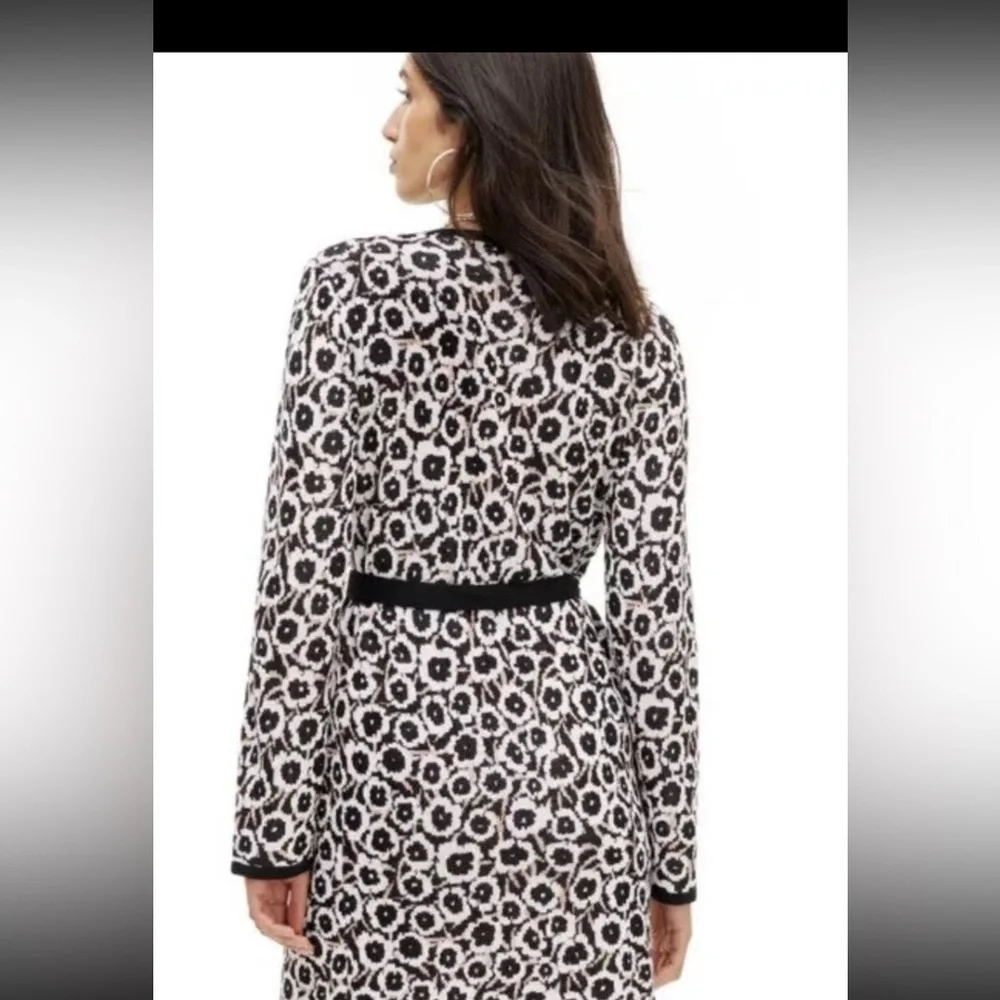 DVF Wrap Women’s Neutral Sweaterknit Poppy Animal Print Tunic Cardigan Dress 3X